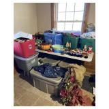 Holiday Seasonal Decor & Plastic Folding Table