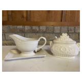White Gravy Boat & Soup Dish with Lid