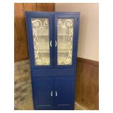 Nice Blue Vintage Corner Curio Cabinet