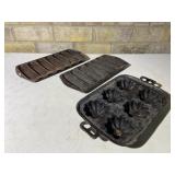 Cast Iron Muffin & Cornbread Pans Set of 3