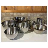 Group of Stainless Kitchen Mixing Bowls