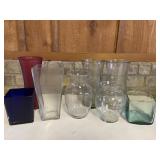 Collection of 8 Flower Vases Clear & Colorful