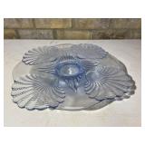 Clear Blue Seashell Accent Cake Stand