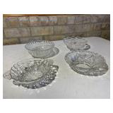 4 Small Clear Cut Glass Bowls