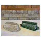 Set of 2 Glass Butter Dishes
