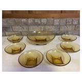 Amber Salad Serving Bowls Set Vintage