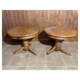 Pair of 2 Round Wooden Accent Tables