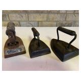 Set of 3 Old Metal Laundry Irons Heavy