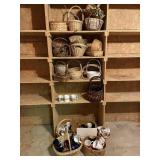 Shelf of Baskets & Coffee Cup Collection