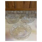 Set of 3 Nice Clear Cut Glass Bowls