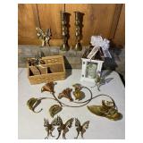 Brass Candlesticks Butterflies Lantern Decor