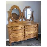 Quality Wood Chest of Drawers & Double Mirrors