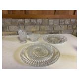 Clear Glass Platter Egg Plate & Cups