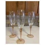 Set of 3 Clear Champagne Glasses