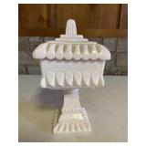 White Milk Glass Candy Dish & Lid