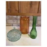 Green & Orange Vases with Candy Dish