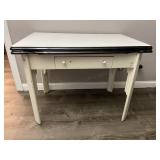 Vintage White Bakers Table Metal Top