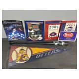 Evansville Otters Memorabilia incl Bat - Pennant
