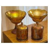 Carnival Glass Lidded Jars & Compotes - Harvest