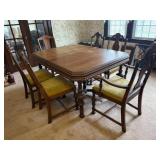 Jacobean Style Dining Table & 6 Chairs