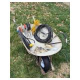 Wheelbarrow with Misc. Tools & Electric Cords