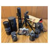 Asahi Pentax K100 Camera and 4 lens w tripod