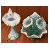 Fenton Sapphire Hobnail Epergne & Fenton Coin