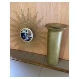 Gold Tone Wall Art & Vase