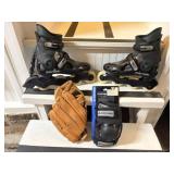 Rollerblades (sz27) , Baseball Glove & Elbow Pads