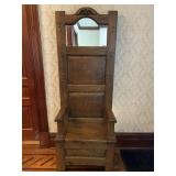 Mission-style Antique Hall Tree with Built-in