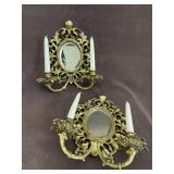 Brass Rococo Style Mirror Wall Sconces