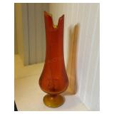 Amberina Glass Swung Pedestal Vase