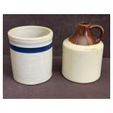Blueband Stoneware Crock & Moonshine Jug