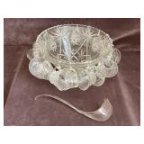 Star of David Pattern Punch Bowl Set with Ladle