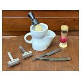 Scuttle Shaving Mug Set with Brushes & Razors
