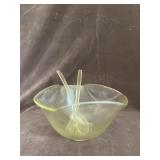 Murano Style Glass Bowl with Matching Servers