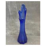 Cobalt Blue 5-Finger Swung Art Glass Vase