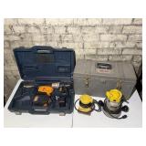 Drill, Router, Palm Sander & Tool Box