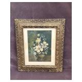 Floral Artwork in Ornate Gold Frame (signed by