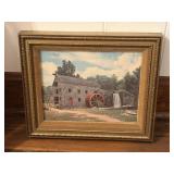 Framed Artwork - Old Stone Mill Scene