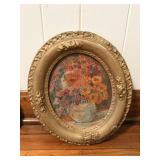 Framed Artwork - Floral Scene in Oval Frame