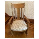 Mission Style Oak Rocking Chair with Floral