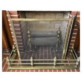 Brass Fireplace Screen & Andirons