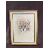 Framed Artwork - Lion Cub signed by Artist