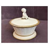 Mottahedeh Italy Porcelain Basket Trinket Box