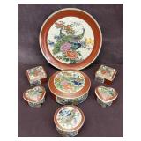 Japanese Satsuma Decorative Plate & Trinket Box