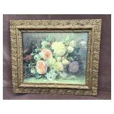 Floral Artwork in Ornate Gold Frame