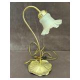 Brass Lily Pad Gooseneck Table Lamp with Ruffled
