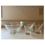 Large Glass Serving Bowl with Glass Parfait Cups