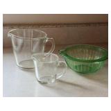 Green Depression Batter Bowl & Glass Measuring